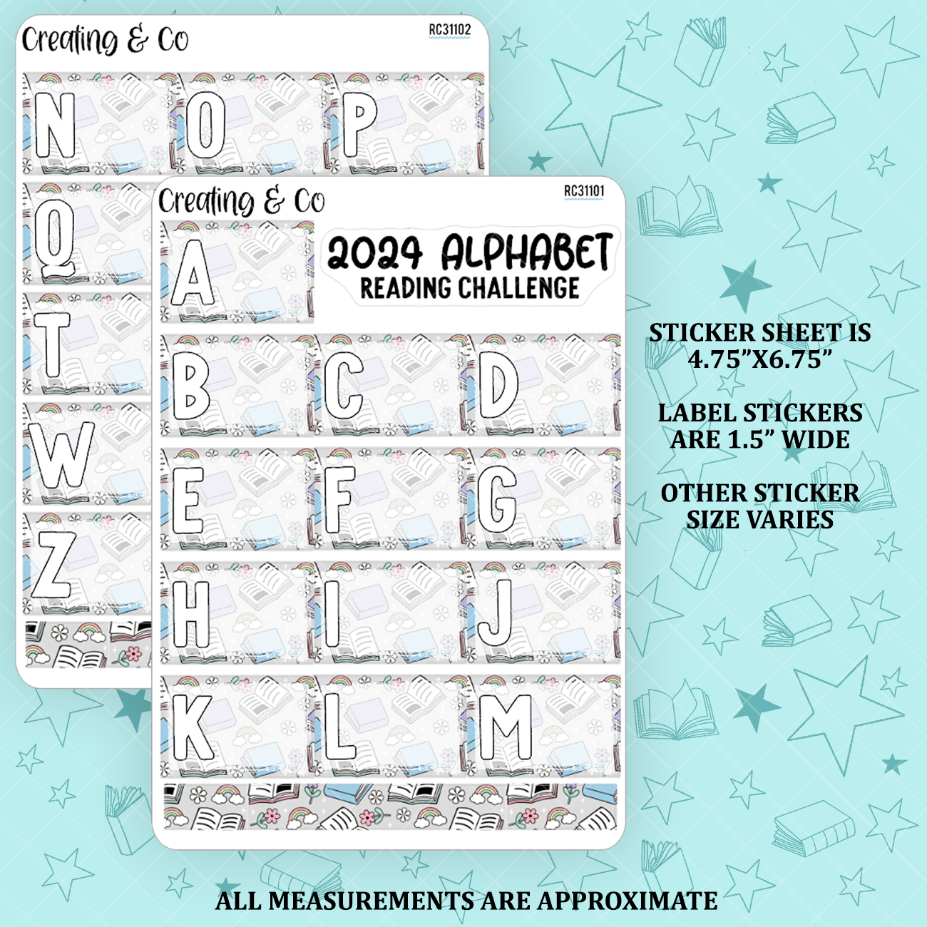 2024 Alphabet Reading Challenge Label Sticker Set - RC311