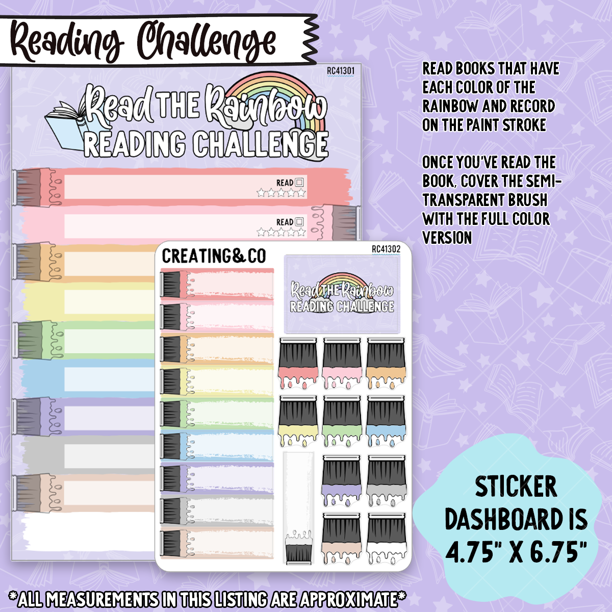 Read the Rainbow Book Cover Reading Challenge Label Sticker Set - RC413