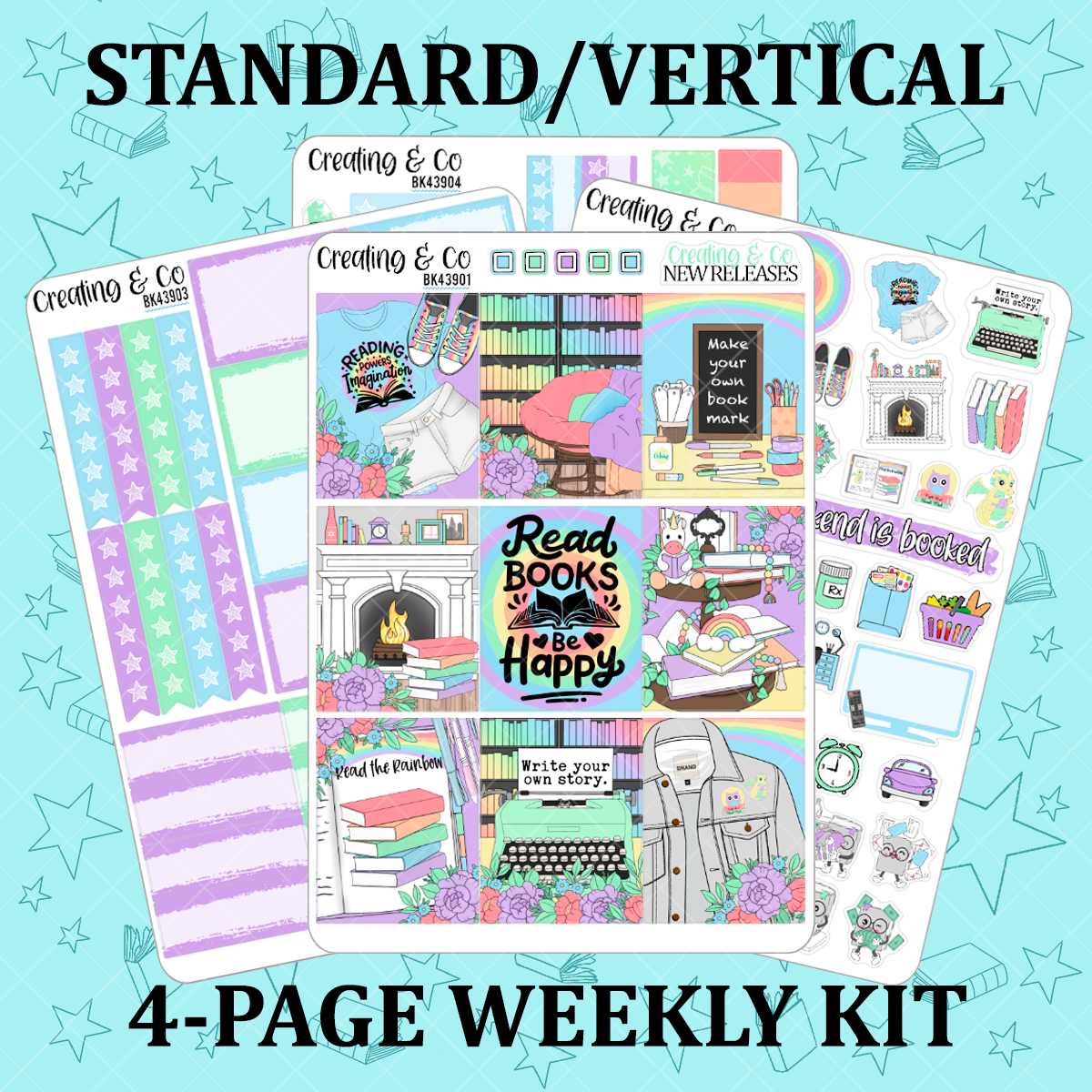 Read Books, Be Happy Rainbow Reads Vertical Weekly Planner Kit  - BK439