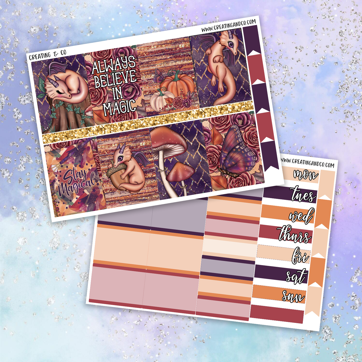 Fall Dragons Printable Weekly Planner Stickers