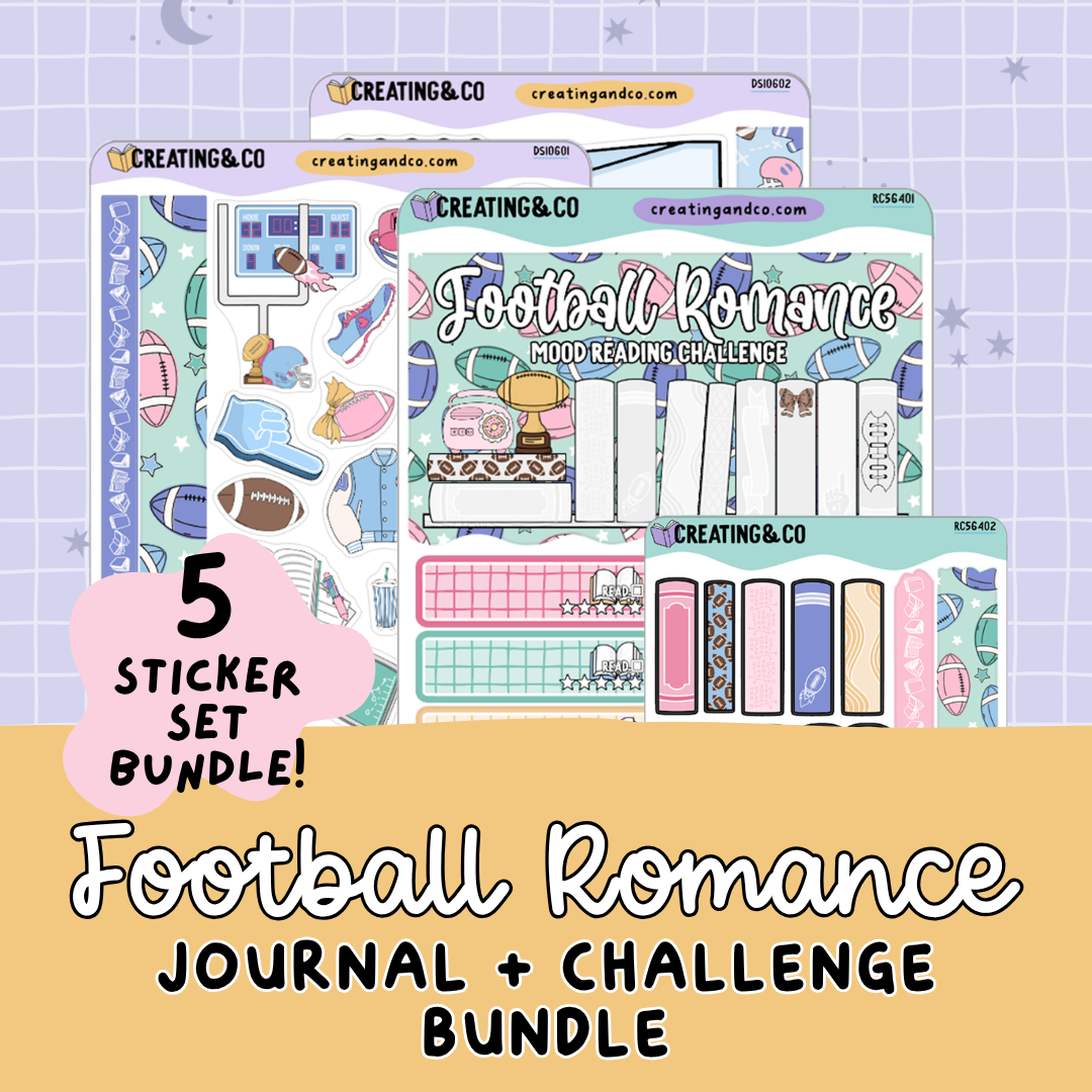 Football Romance Journal Sheets + Reading Challenge Bundle