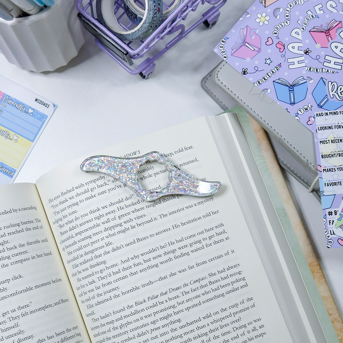 Silver Glitter Resin Book Holder