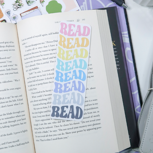 Rainbow Read Retro Font Bookmark