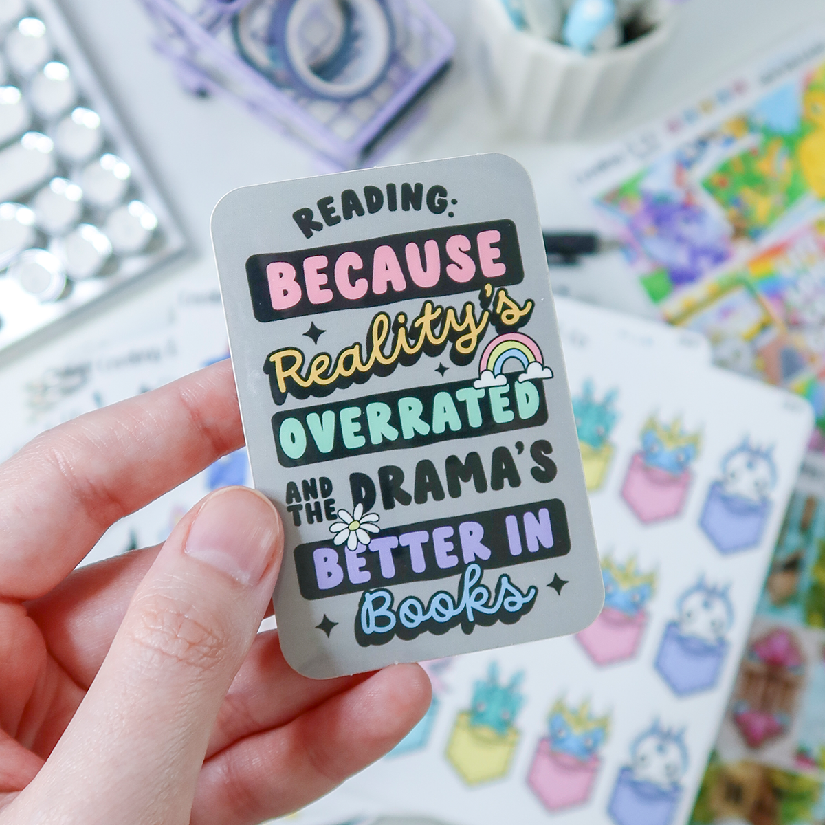 Books Reality Overrated Vinyl Die Cut Sticker - BROVS