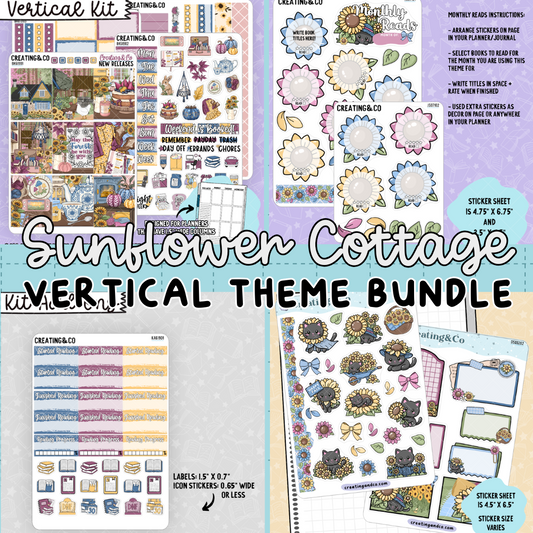 Sunflower Cottage Vertical Weekly Kit + Monthly Reads Sticker Bundle