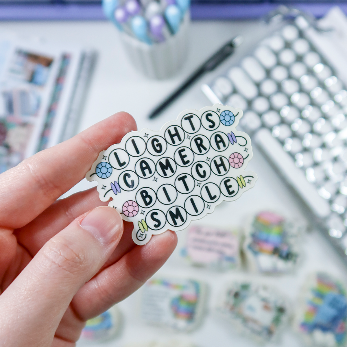 Lights Camera Bitch Smile Vinyl Die Cut Sticker - LCBSVS