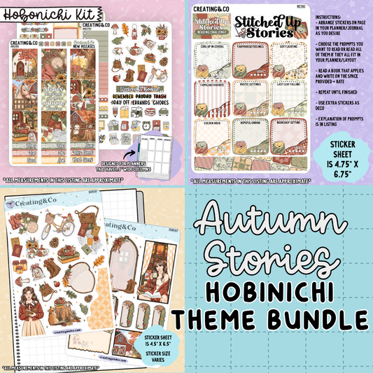 Autumn Stories Hobonichi Cousin Sticker Kit + Reading Challenge Bundle