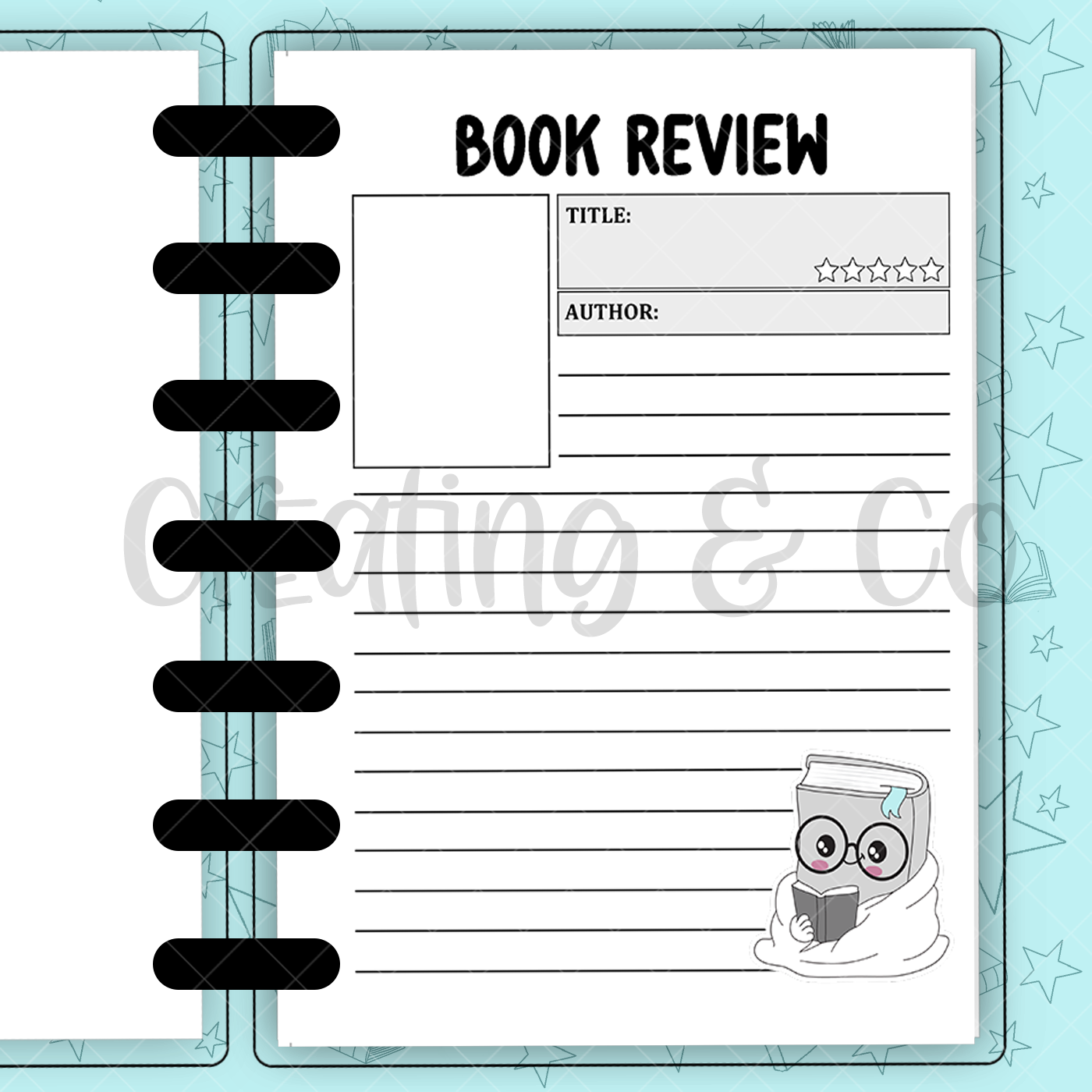 Booksy Book Review Insert for Build Your Own Book Journal System