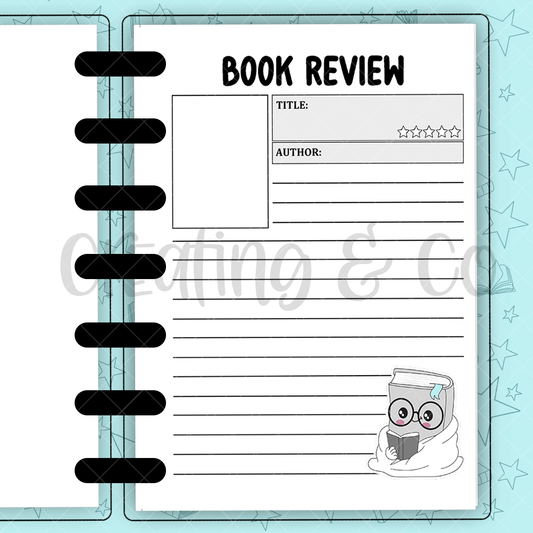 Booksy Book Review Insert for Build Your Own Book Journal System