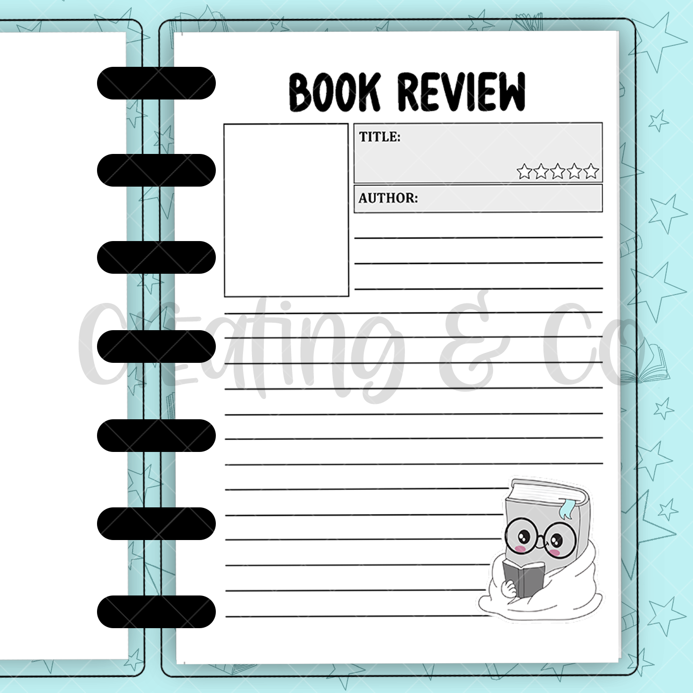 Book Review Insert for Build Your Own Book Journal System - 2024 Fonts