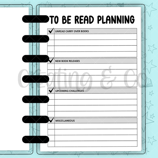 To Be Read Planning Insert for Build Your Own Book Journal System