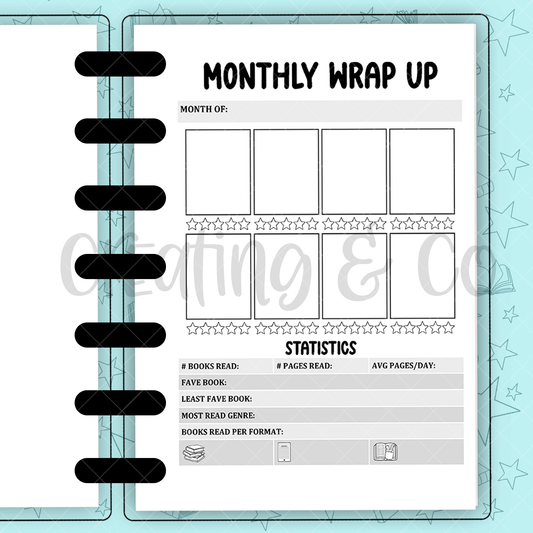 Monthly Reading Wrap Up Insert for Build Your Own Book Journal System