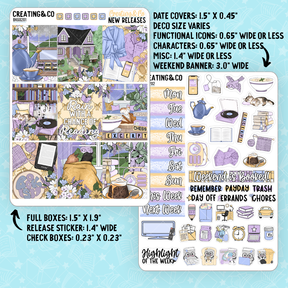 Lavender Rain Vertical Weekly Sticker Kit - xBK602