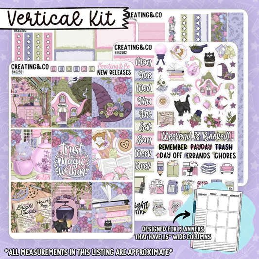 Blooming Cauldron Pastel Witch Vertical Weekly Planner Kit  - BK625