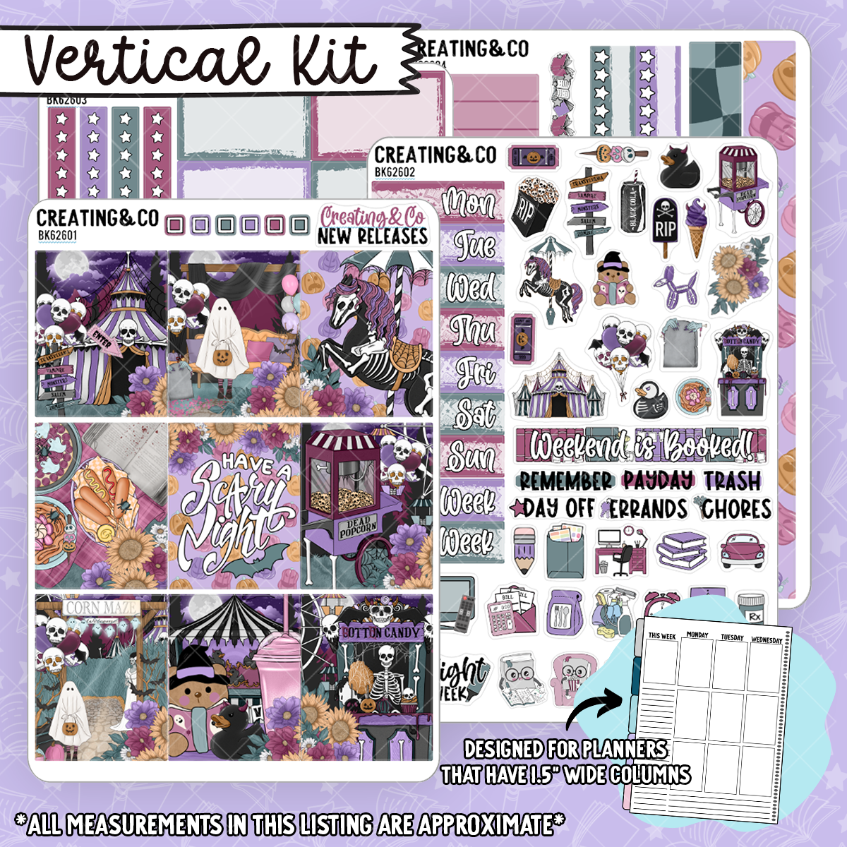 Haunted Carnival Vertical Weekly Sticker Kit - xBK626