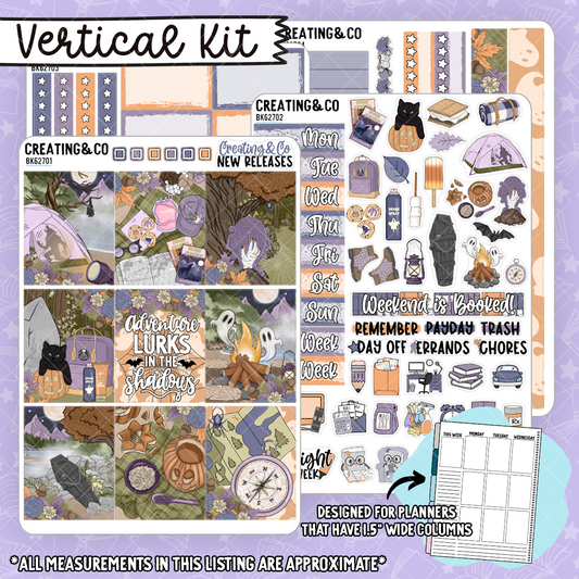 Shadow Adventure Spooky Camping Vertical Weekly Planner Kit  - BK627