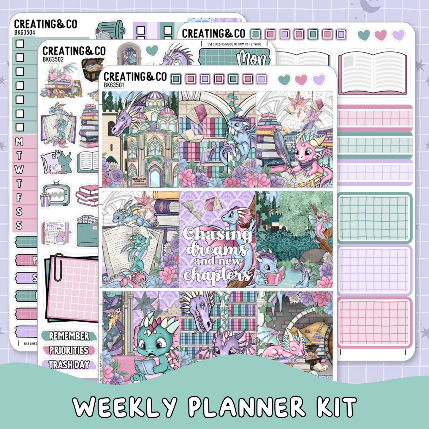 Chasing Dragons Vertical Weekly Planner Sticker Kit  - BK635