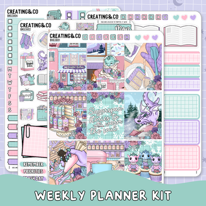 Frosted Fiction Winter Reading Challenge Vertical Weekly Planner Sticker Kit  - BK638