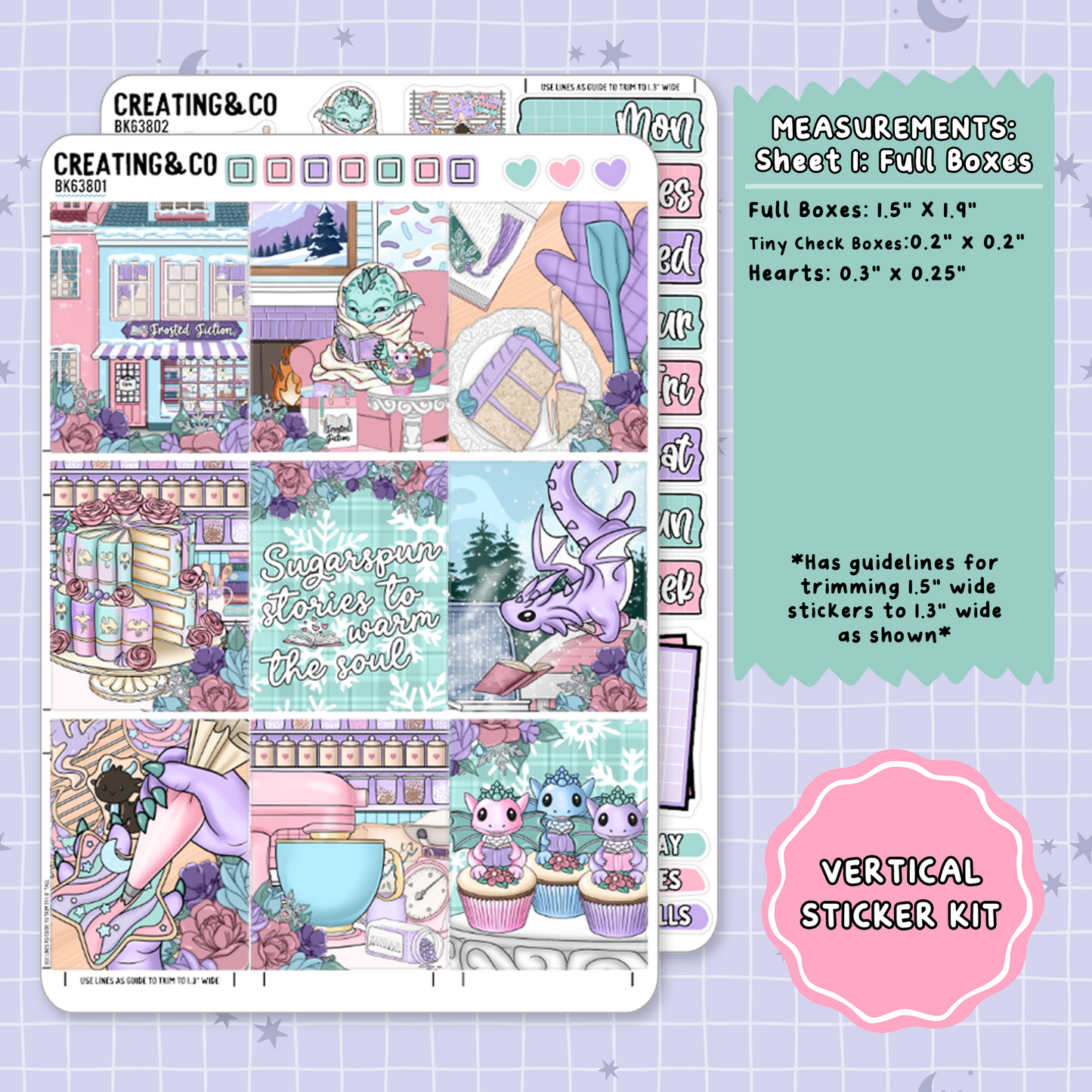 Frosted Fiction Winter Reading Challenge Vertical Weekly Planner Sticker Kit  - BK638