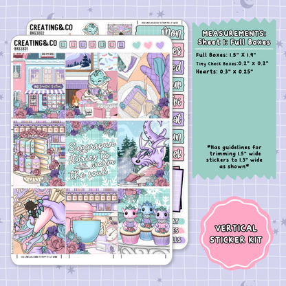 Frosted Fiction Winter Reading Challenge Vertical Weekly Planner Sticker Kit  - BK638