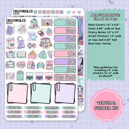 Frosted Fiction Winter Reading Challenge Vertical Weekly Planner Sticker Kit  - BK638