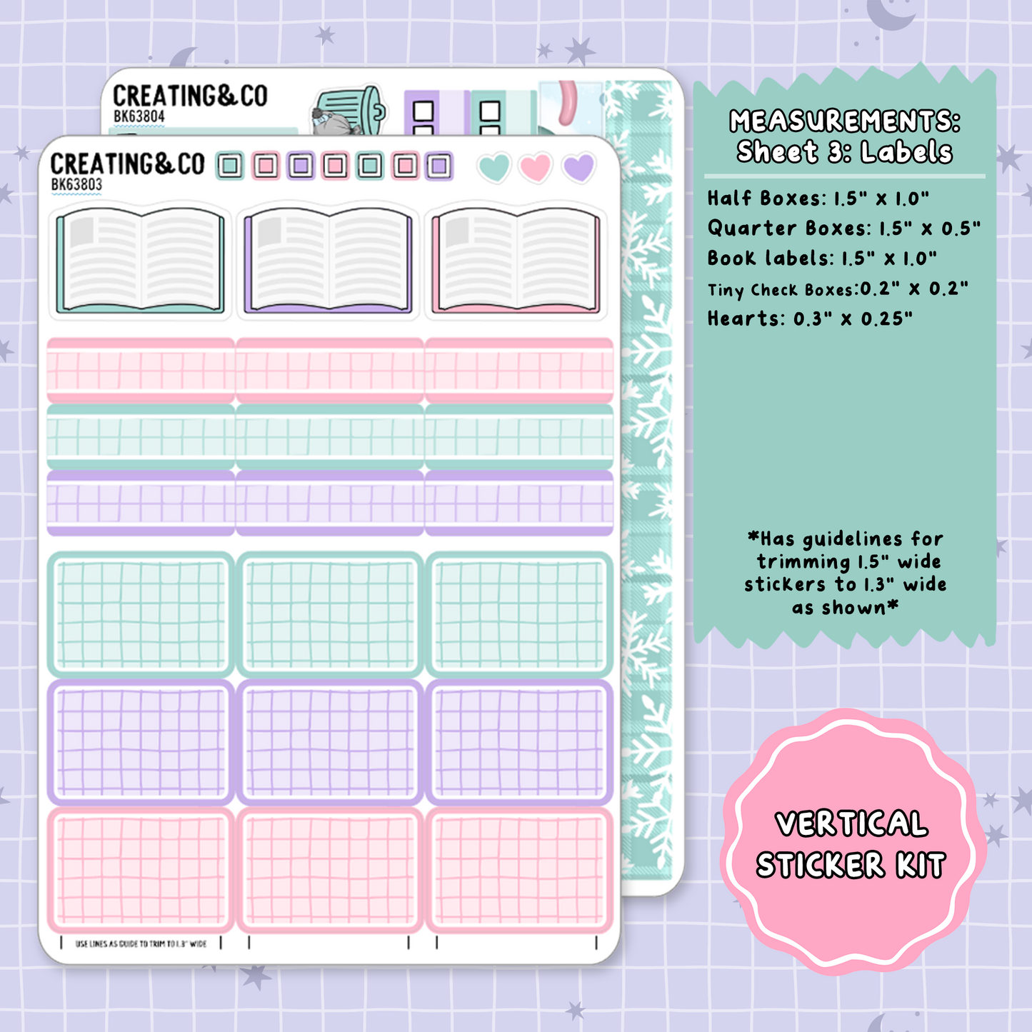Frosted Fiction Winter Reading Challenge Vertical Weekly Planner Sticker Kit  - BK638