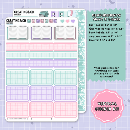 Frosted Fiction Winter Reading Challenge Vertical Weekly Planner Sticker Kit  - BK638