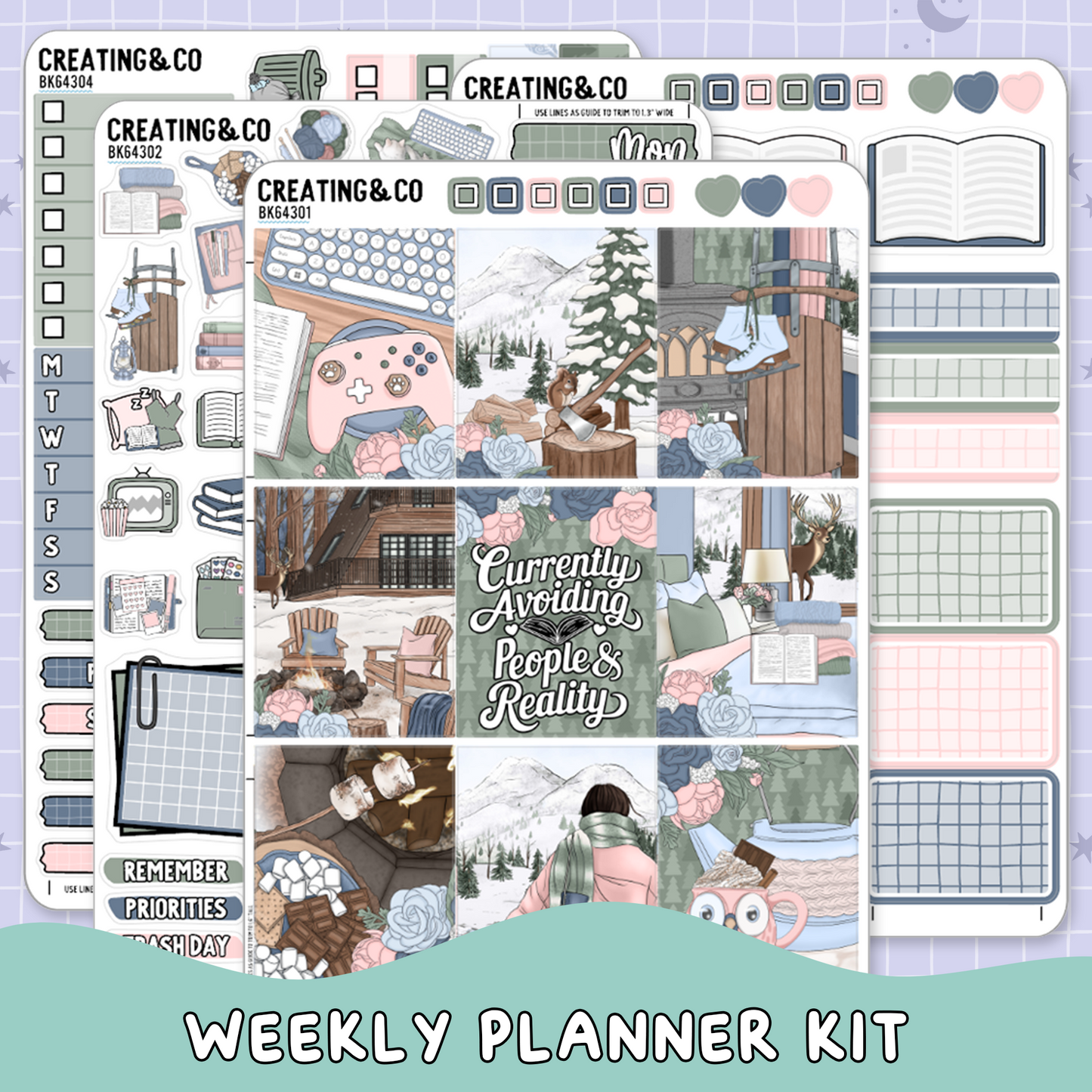 Avoiding People & Reality Vertical Weekly Planner Sticker Kit  - BK643