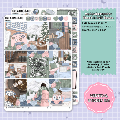 Avoiding People & Reality Vertical Weekly Planner Sticker Kit  - BK643