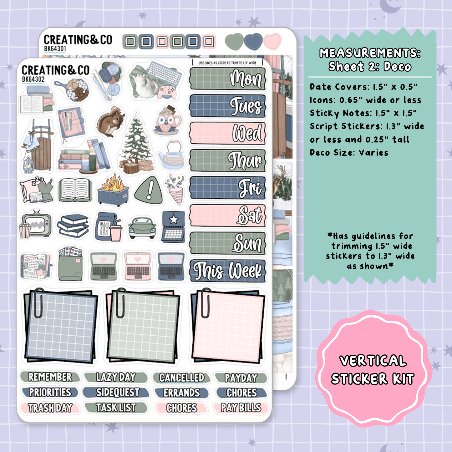 Avoiding People & Reality Vertical Weekly Planner Sticker Kit  - BK643