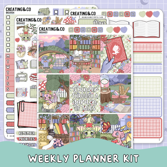 Floral Fables Spring Reading Challenge Vertical Weekly Planner Sticker Kit  - BK644