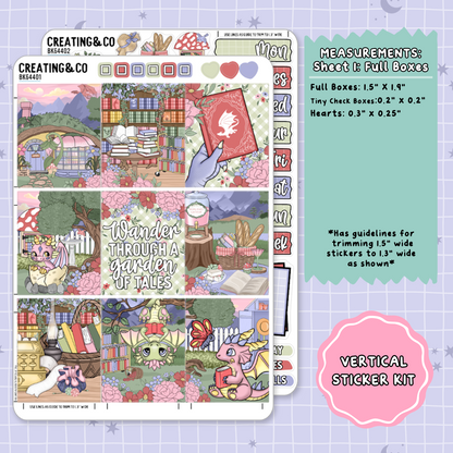 Floral Fables Spring Reading Challenge Vertical Weekly Planner Sticker Kit  - BK644