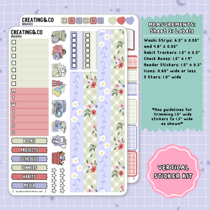 Floral Fables Spring Reading Challenge Vertical Weekly Planner Sticker Kit  - BK644