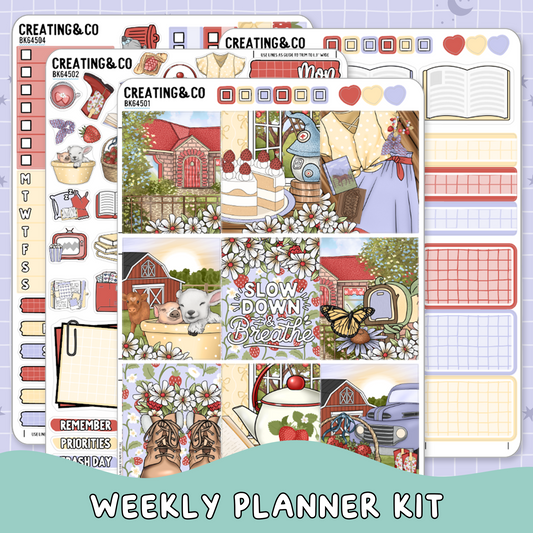 Country Cottage Spring Vertical Weekly Planner Sticker Kit  - BK645