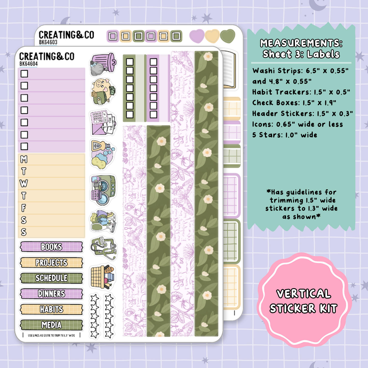 Fantasy & Folklore Witchy Vertical Weekly Planner Sticker Kit  - BK646