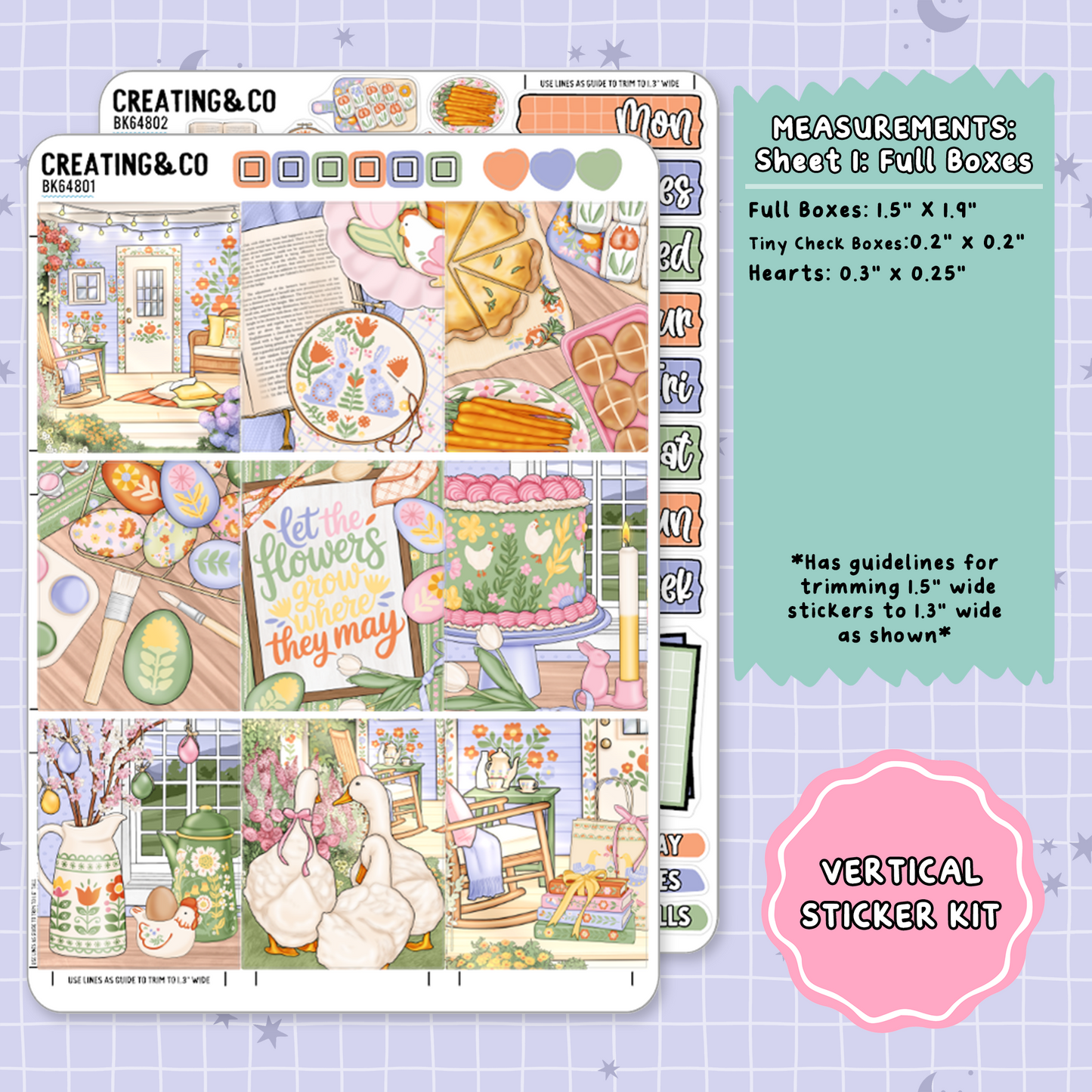 Wildflower Cottage Vertical Weekly Planner Sticker Kit  - BK648