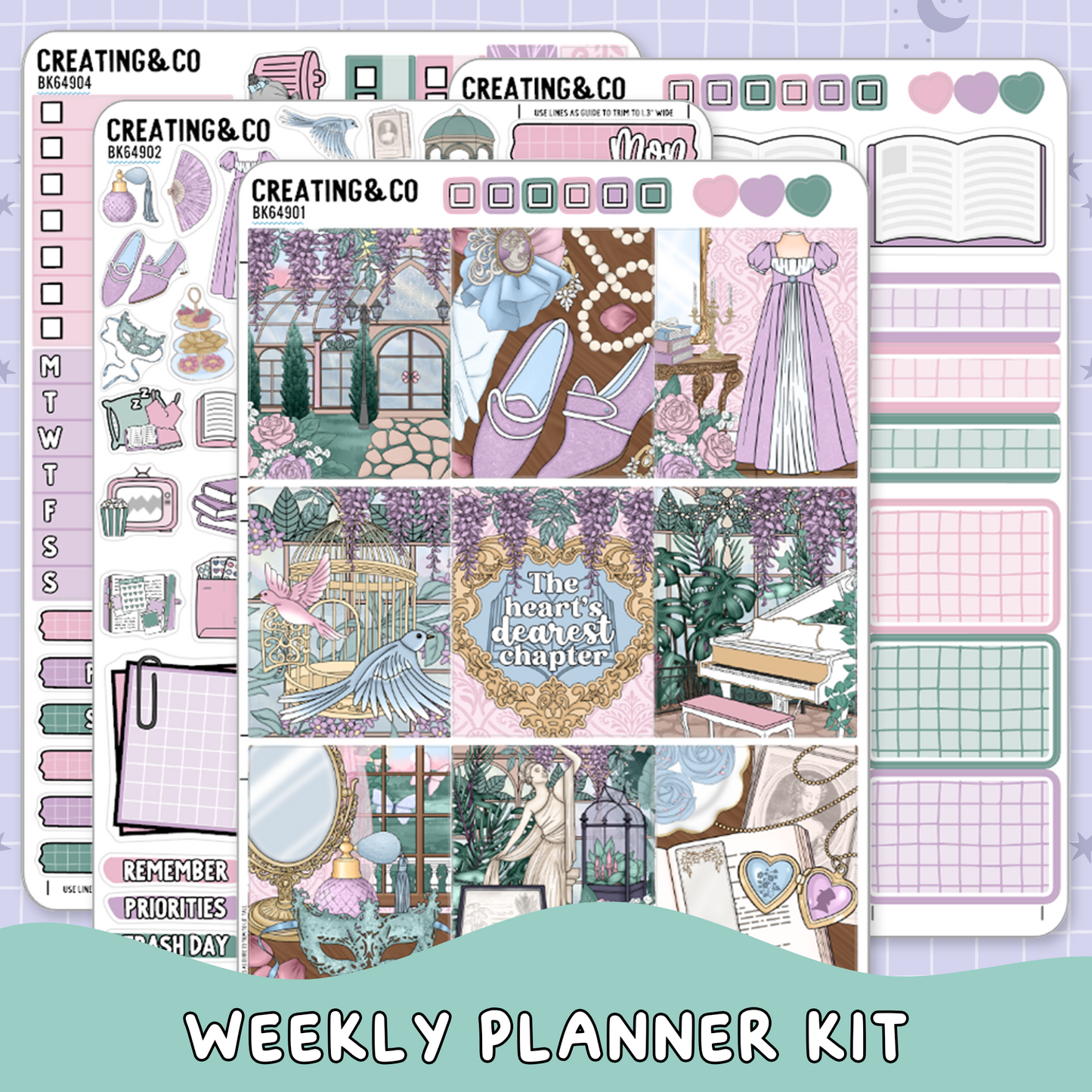 Scandals of the Heart Regency Vertical Weekly Planner Sticker Kit  - BK649
