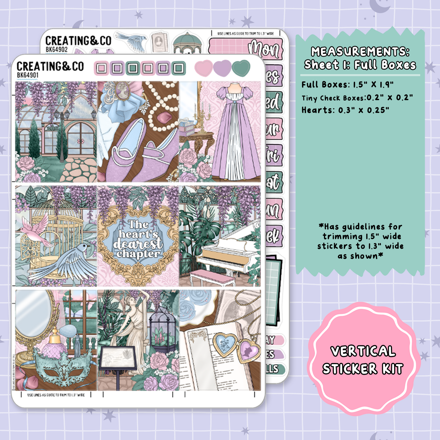 Scandals of the Heart Regency Vertical Weekly Planner Sticker Kit  - BK649