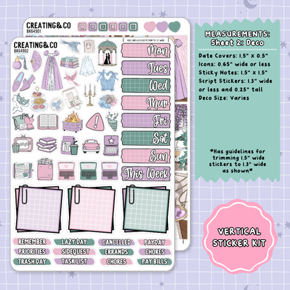 Scandals of the Heart Regency Vertical Weekly Planner Sticker Kit  - BK649