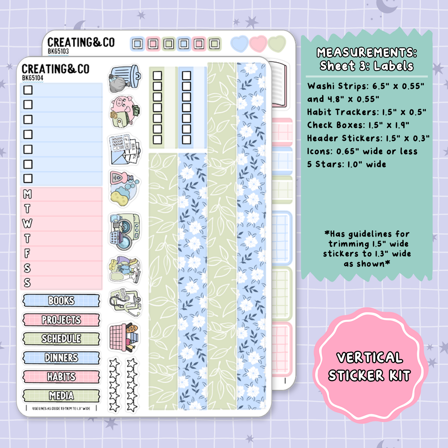 Rest & Recharge Mother's Day Vertical Weekly Planner Sticker Kit  - BK651