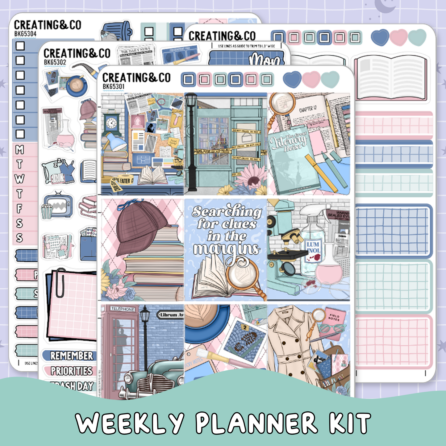 Marginal Clues Mystery Vertical Weekly Planner Sticker Kit  - BK653