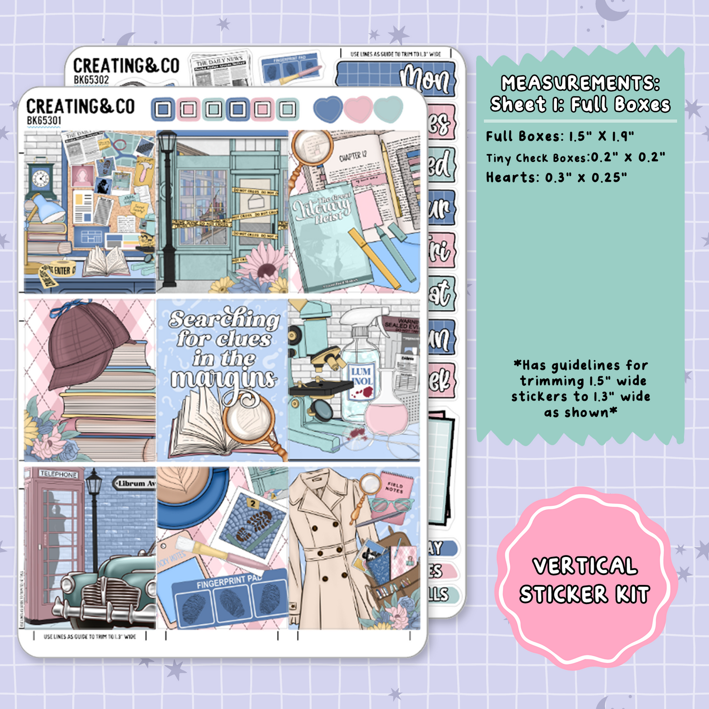 Marginal Clues Mystery Vertical Weekly Planner Sticker Kit  - BK653