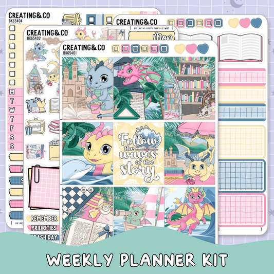 Dragon Isle Summer Reading Challenge Vertical Weekly Planner Sticker Kit  - BK654