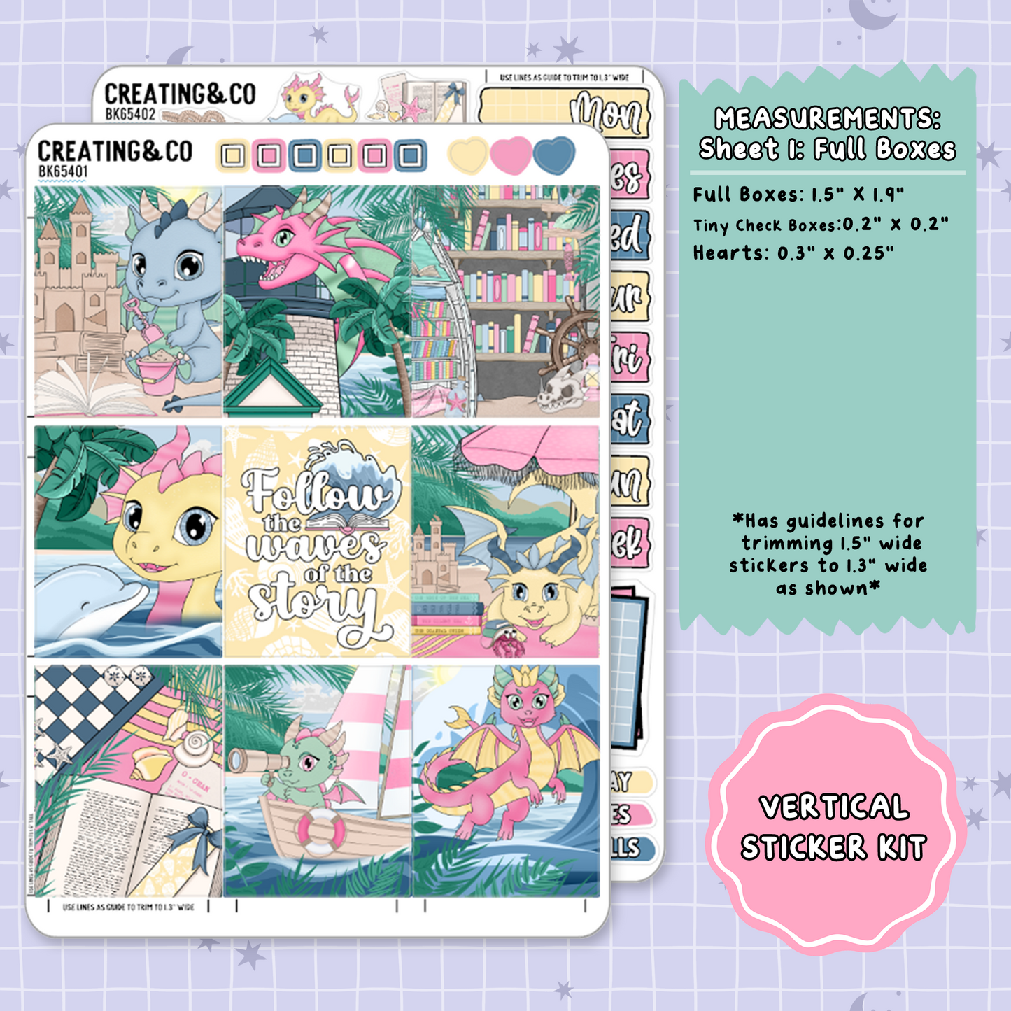 Dragon Isle Summer Reading Challenge Vertical Weekly Planner Sticker Kit  - BK654