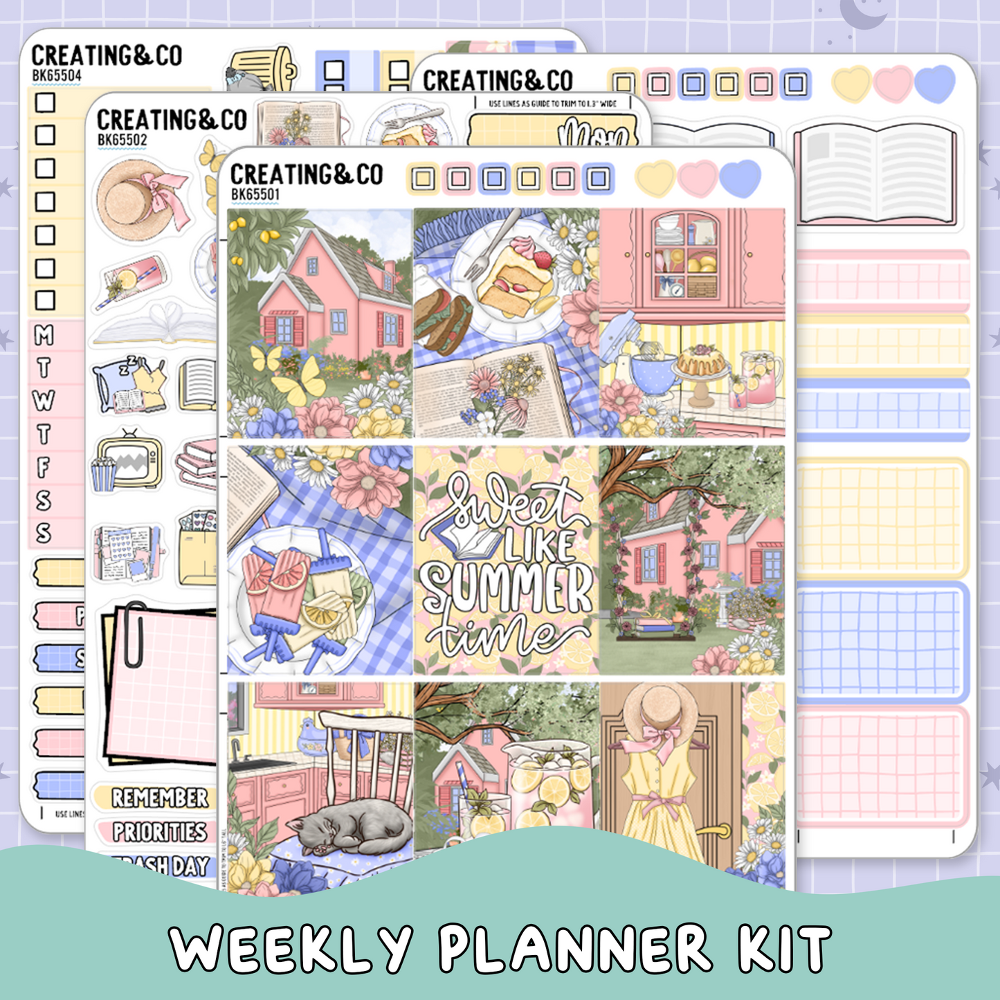 Pink Lemonade Vertical Weekly Planner Sticker Kit  - BK655