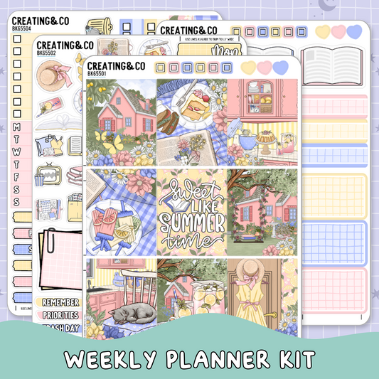 Pink Lemonade Vertical Weekly Planner Sticker Kit  - BK655