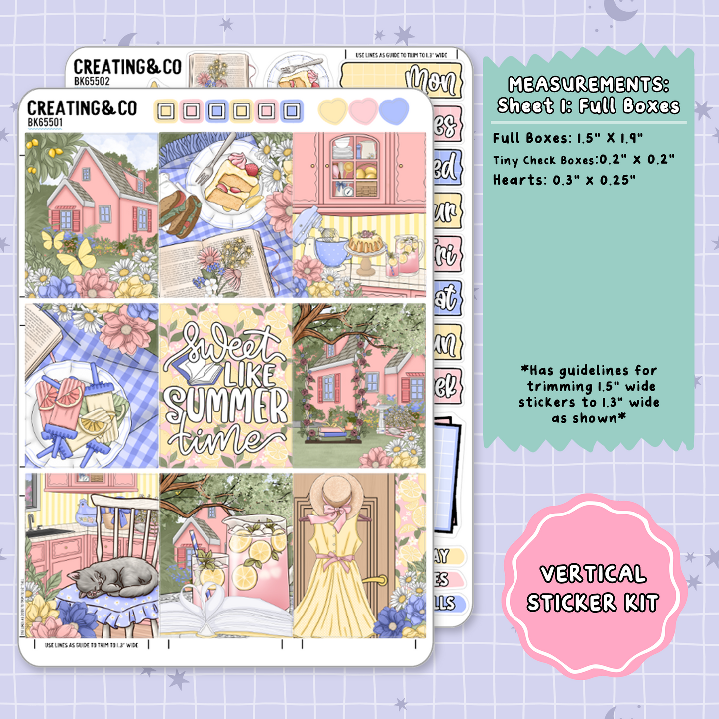 Pink Lemonade Vertical Weekly Planner Sticker Kit  - BK655