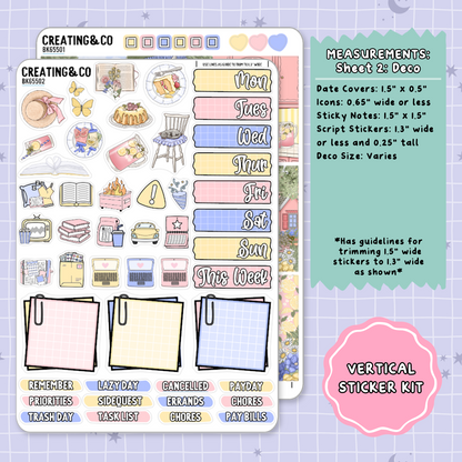 Pink Lemonade Vertical Weekly Planner Sticker Kit  - BK655