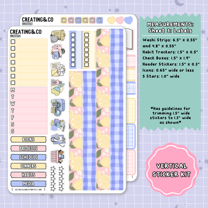 Pink Lemonade Vertical Weekly Planner Sticker Kit  - BK655