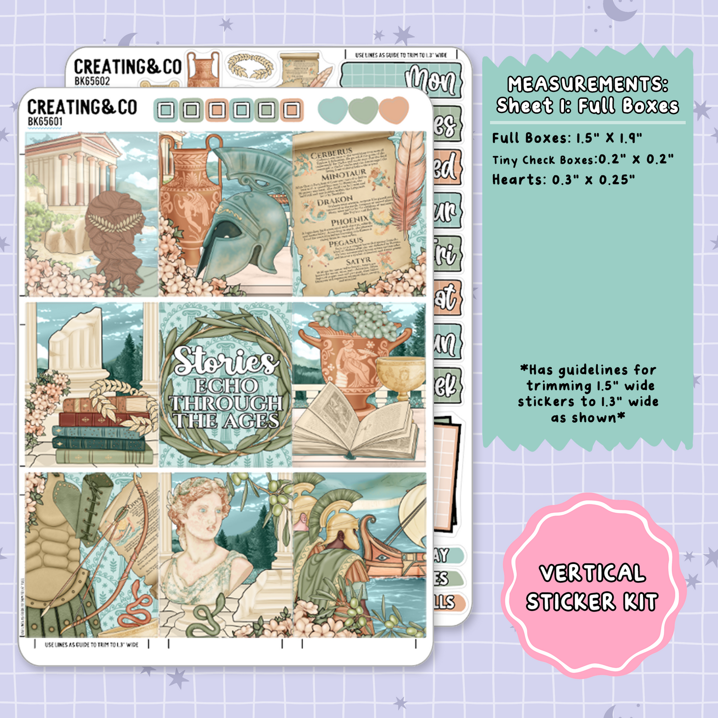 Pantheon of Pages Vertical Weekly Planner Sticker Kit  - BK656